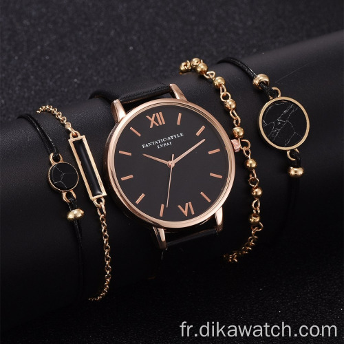 5 pièces/ensemble montre de mode ensemble cadeau femmes Bracelet montres à Quartz ensembles cadeau pour dames robe bracelet montre-bracelet en gros Relojes